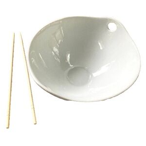 PIER 1 Kai Noodle Ramen Rice Bowl with Chopsticks Creamy White 7.25 x 3.24 in